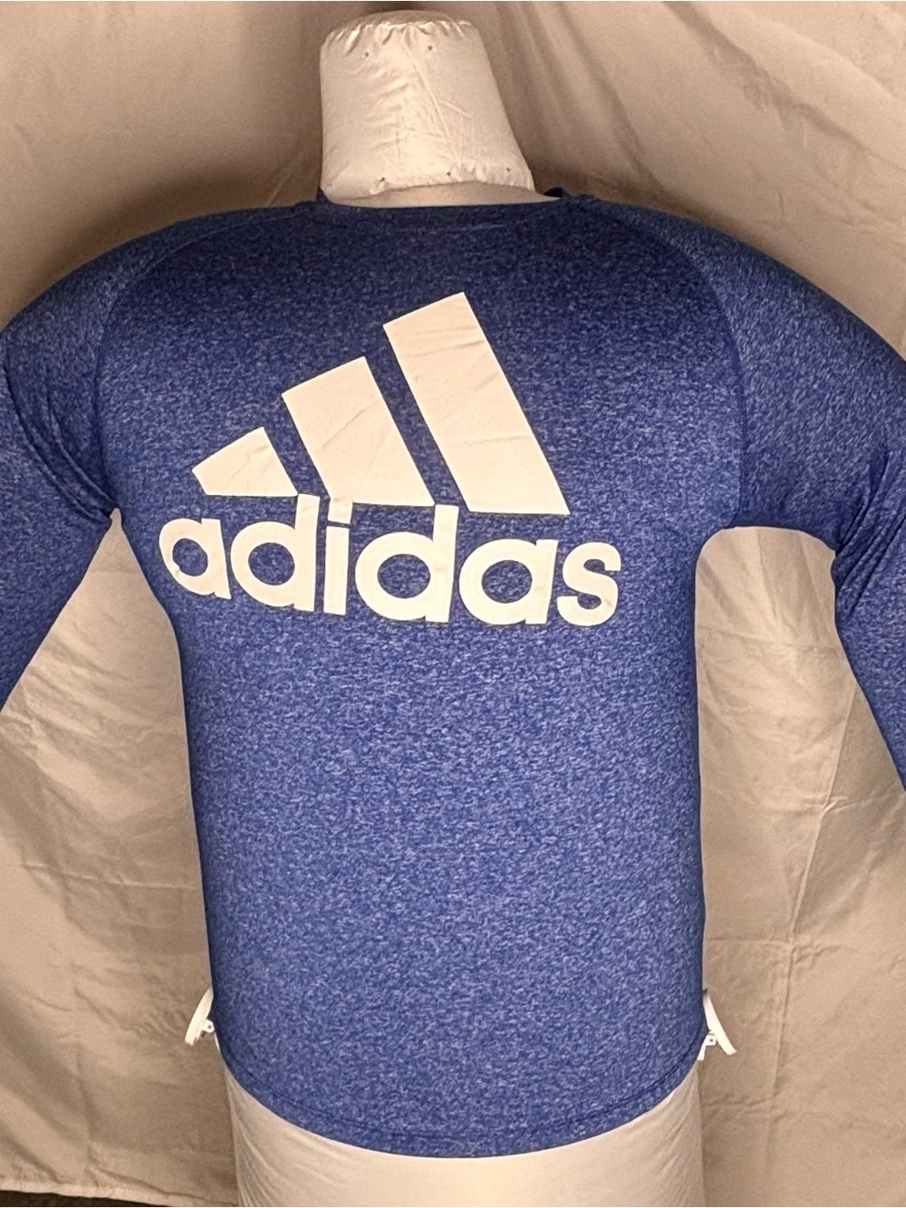 Adidas Mens (US) M Long Sleeve Tech Tee Heather Pulse Blue Athletic Shirt